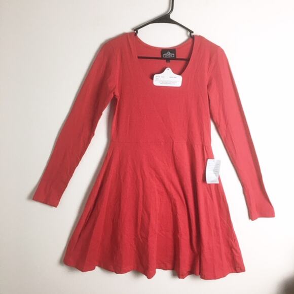 Angie A-Line Long Sleeve Tee Dress Red Small - Picture 14 of 14